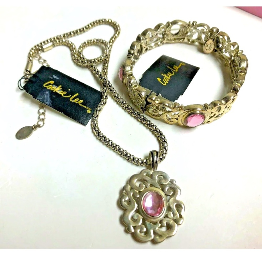 Vintage COOKIE LEE Pink Bracelet & Necklace  NWT